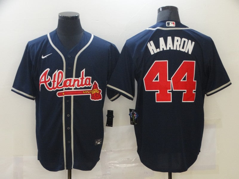 Men's Atlanta Braves Hank Aaron Navy Replica Jersey