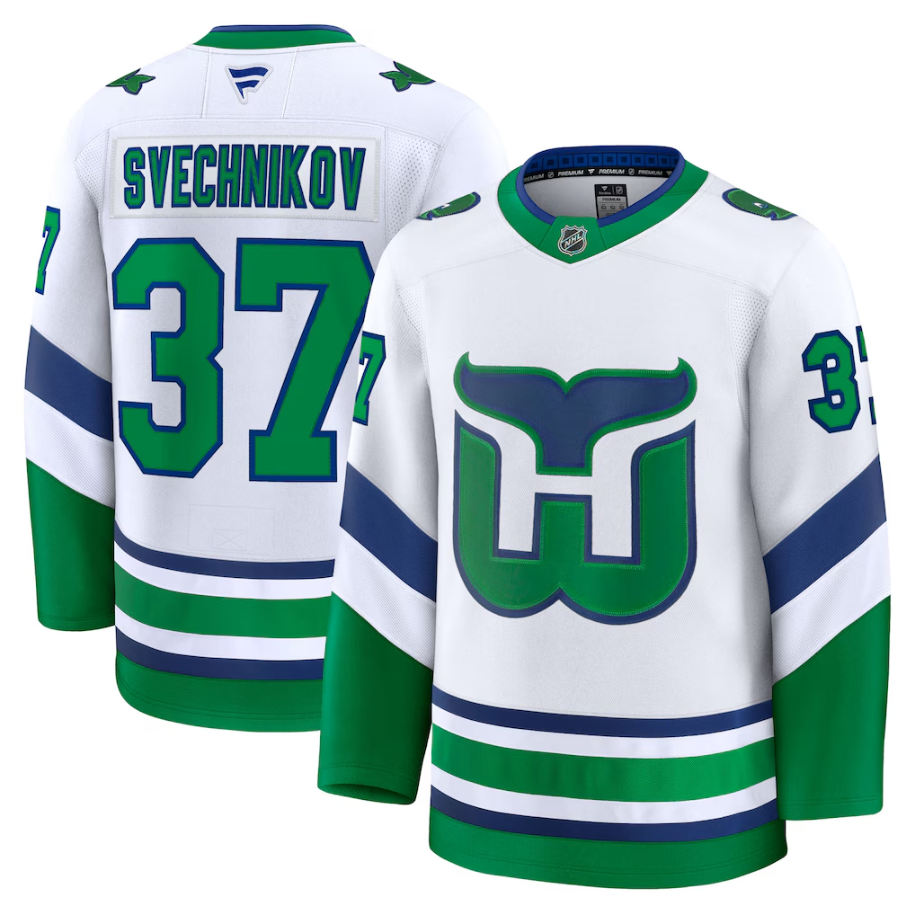 Men's Carolina Hurricanes Andrei Svechnikov Fanatics White Throwback Premium Jersey