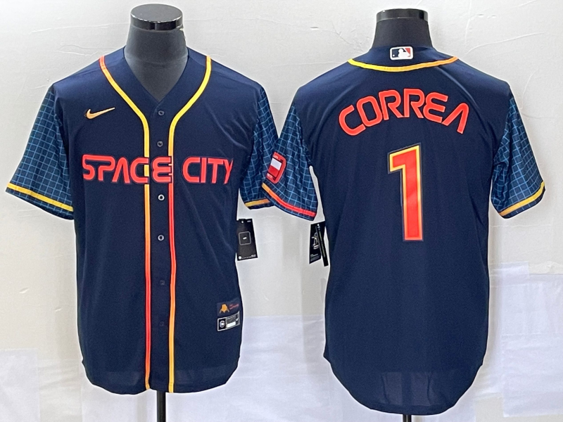 Men's Houston Astros Carlos Correa Navy 2022 City Connect Replica Player Jersey