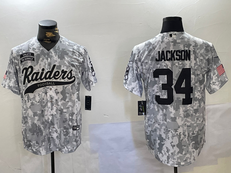 Men's Las Vegas Raiders Bo Jackson Arctic Camo 2024 Salute to Service Player Jersey