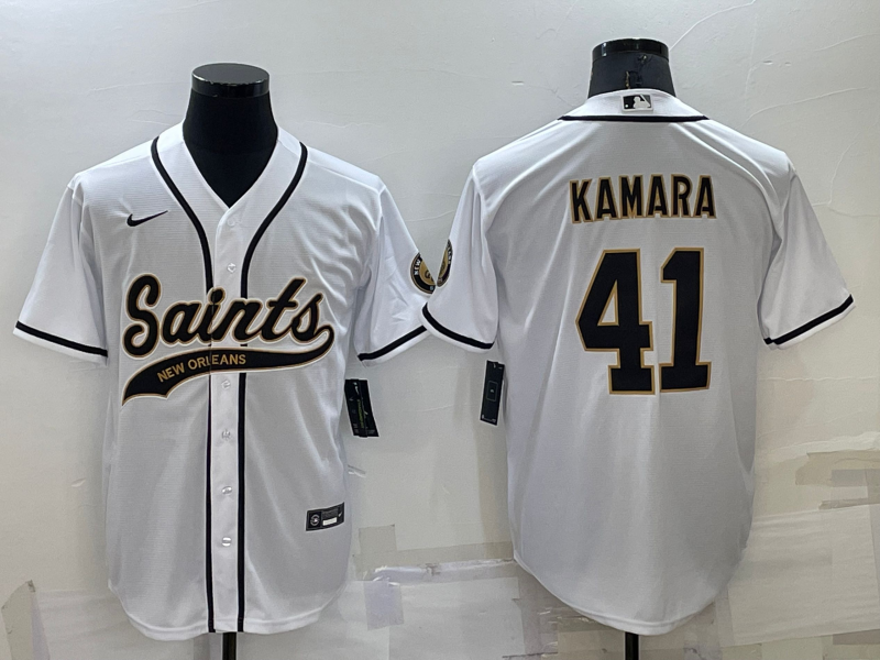 Men's New Orleans Saints Alvin Kamara White Game Jersey Joint Edition