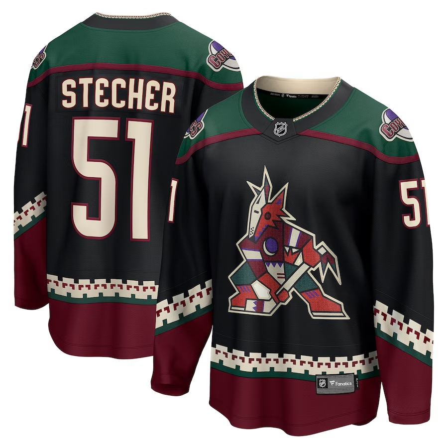 Men's Arizona Coyotes Troy Stecher Black Home Breakaway Player Jersey