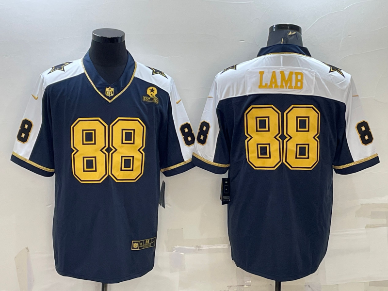 Men's Dallas Cowboys CeeDee Lamb Navy Game Team Jersey