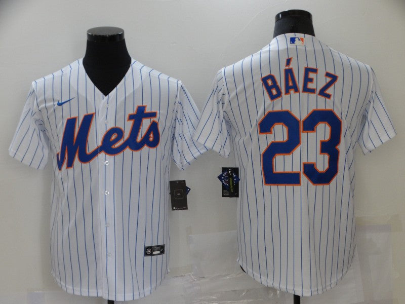 Men's New York Mets Javier Baez White Replica Baseball Jersey