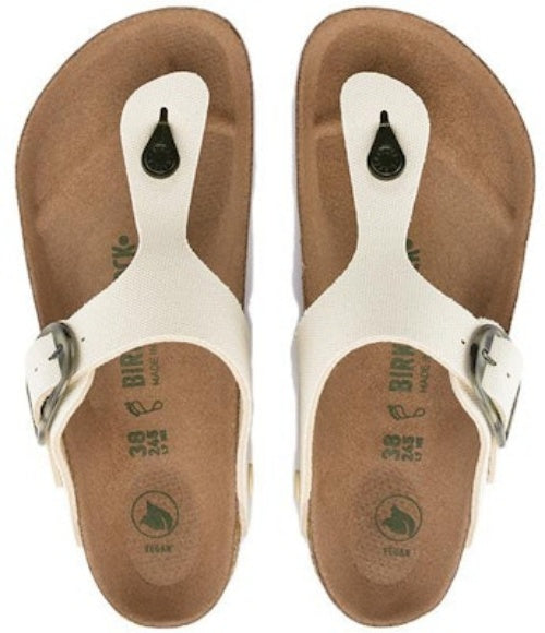 Birkenstock Gizeh 1024004 Vegan Big Buckle Textile Narrow Fit Eggshell White Sandals