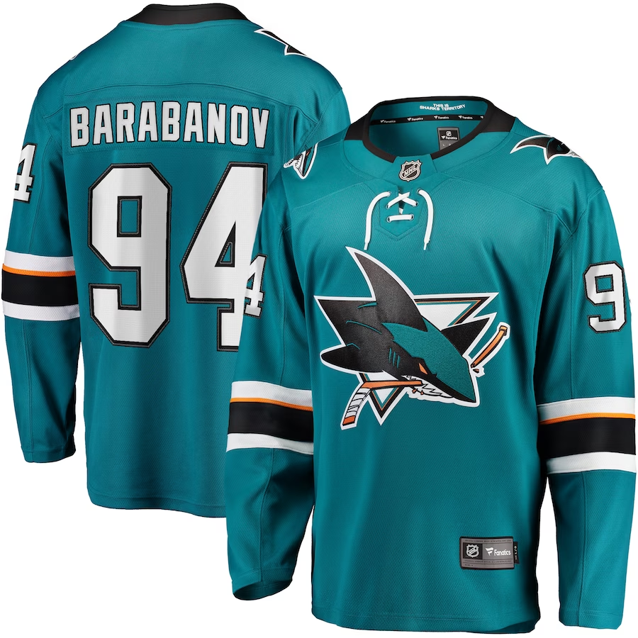 Men's San Jose Sharks Alexander Barabanov Teal Breakaway Player Jersey