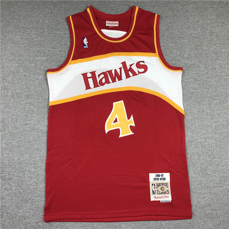 Men's Atlanta Hawks Spud Webb Red 1986-87 Hardwood Classics Swingman Jersey