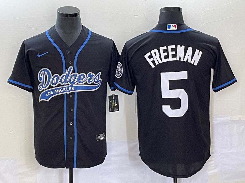 Men's Los Angeles Dodgers Freddie Freeman Black Player Jersey Joint Edition