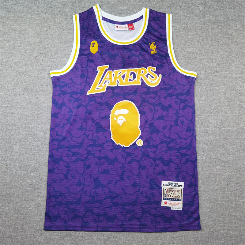Men's Los Angeles Lakers BAPE Purple 1996/97 Hardwood Classics Swingman Jersey