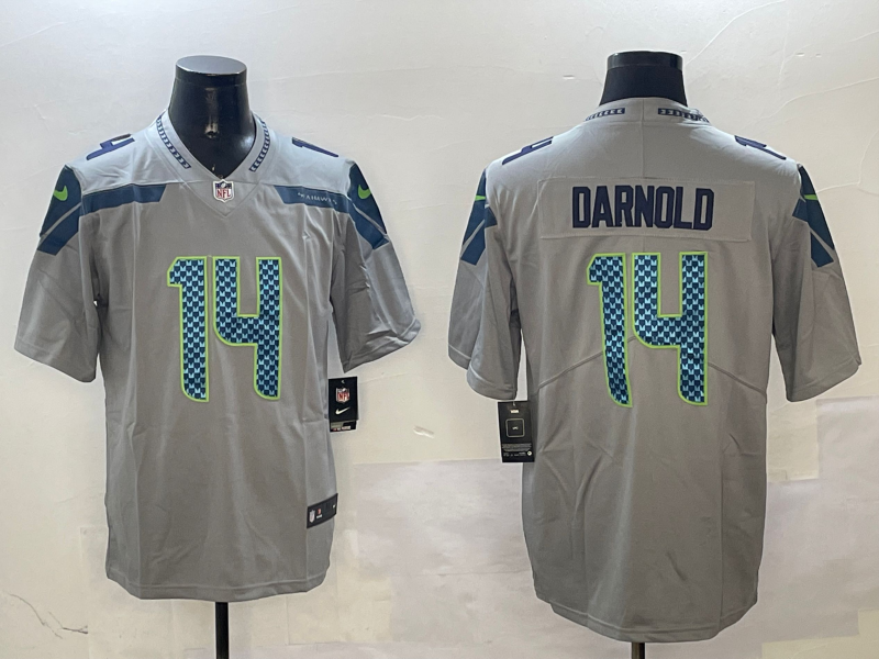 Men's Seattle Seahawks Sam Darnold Gray Game Player Jersey