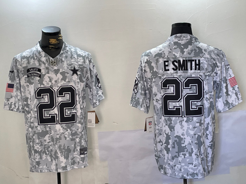 Men's Dallas Cowboys Emmitt Smith Arctic Camo 2024 Salute to Service Retired Player Limited Jersey