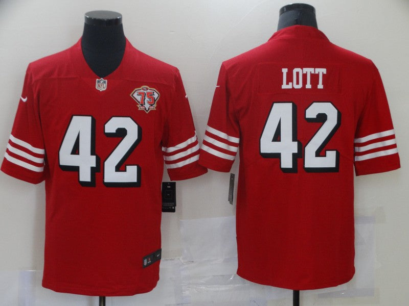 Men's San Francisco 49ers Ronnie Lott Red 75th Anniversary Game Jersey