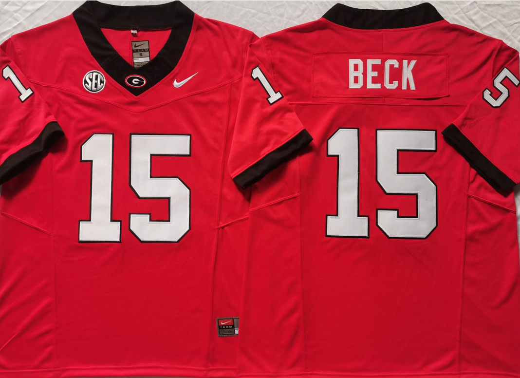 Men's Georgia Bulldogs Carson Beck Red Game Jersey