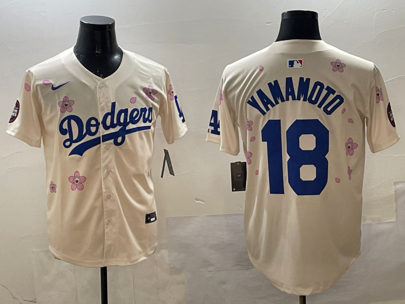 Men's Los Angeles Dodgers Yoshinobu Yamamoto Cream Replica Player Jersey