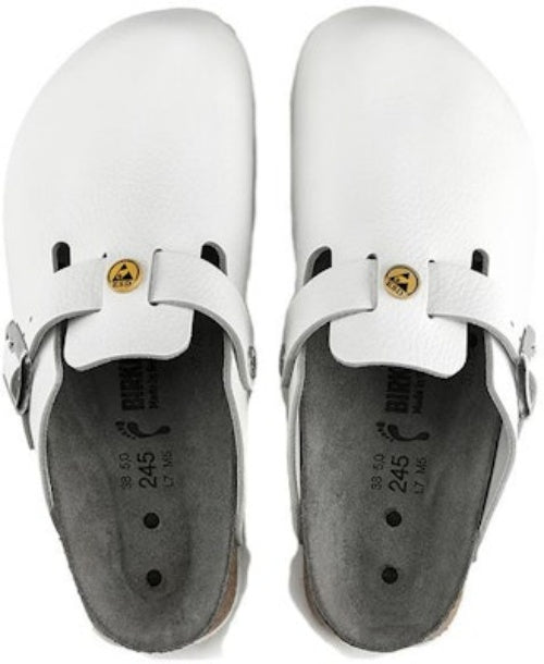 Birkenstock Boston 0061378 ESD Natural Leather Narrow Fit White Sandals