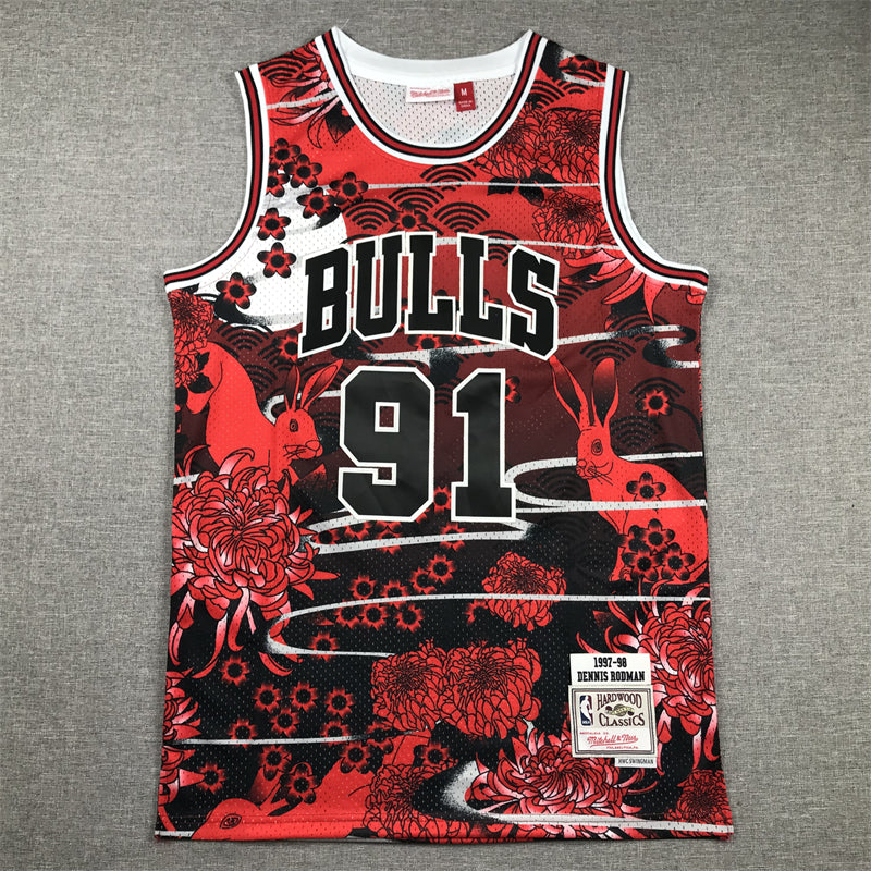 Men's Chicago Bulls Dennis Rodman Year of Rabbit Edition Hardwood Classics Swingman Jersey