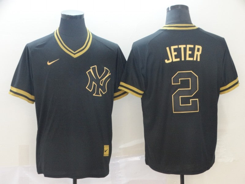 Men's New York Yankees Derek Jeter Black Replica Player Jersey