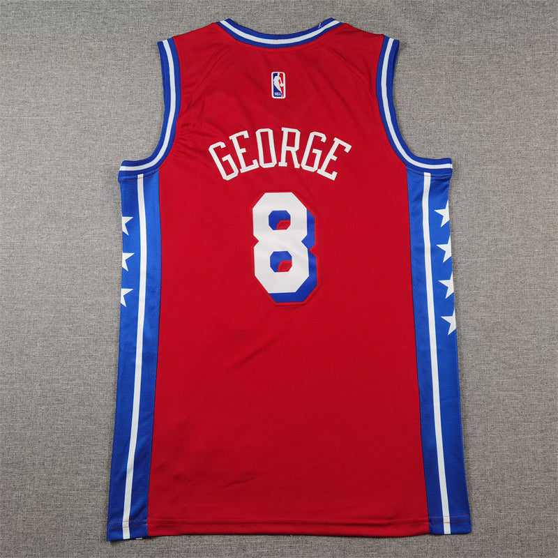Men's Philadelphia 76ers Paul George Red Swingman Jersey - Statement Edition