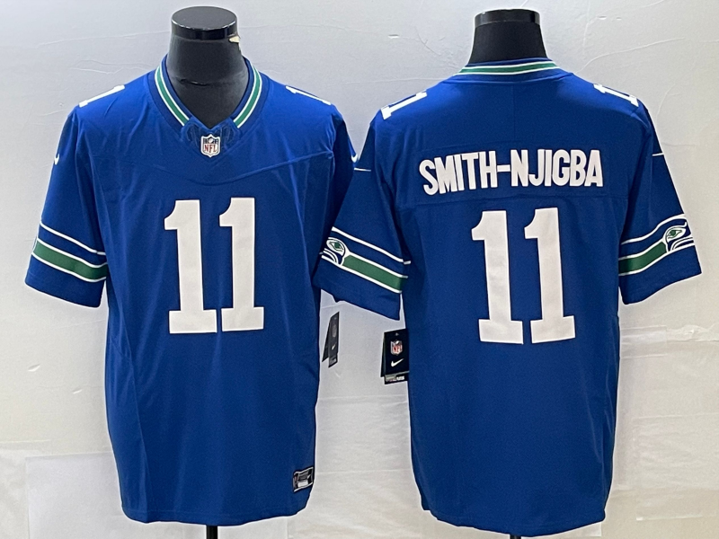 Men's Seattle Seahawks Jaxon Smith-Njigba Royal Throwback Player Game Jersey