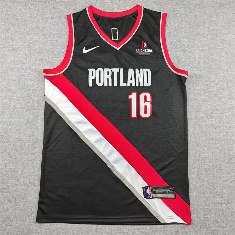 Men's Portland Trail Blazers Yang Hansen Black Swingman Player Jersey - Icon Edition
