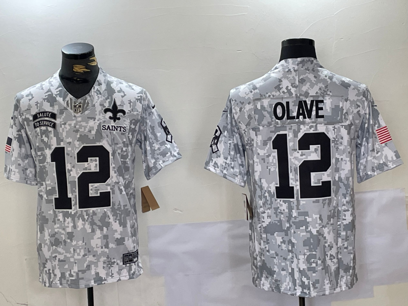 Men's New Orleans Saints Chris Olave Arctic Camo 2024 Salute to Service Limited Jersey