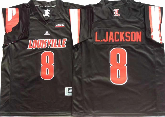 Men's Louisville Cardinals Lamar Jackson Black Player Game Jersey