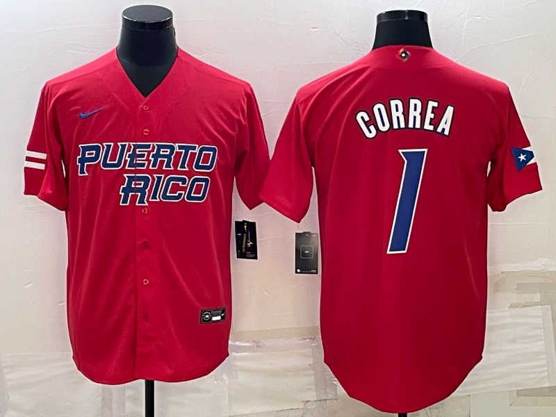Men's 2023 World Baseball Classic Carlos Correa Puerto Rico Red Jersey