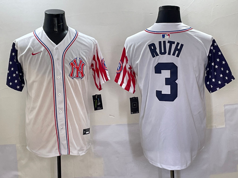 Men's New York Yankees Babe Ruth White Team Player Game Jersey