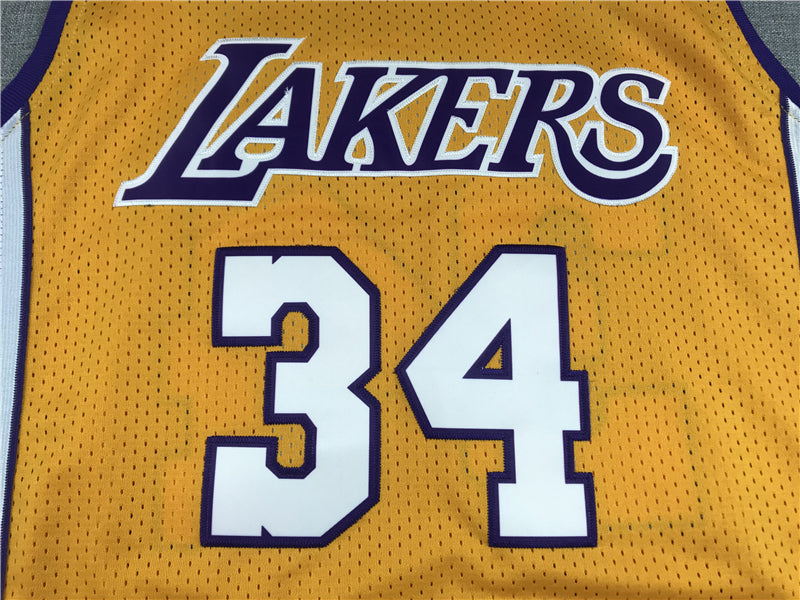 Men's Los Angeles Lakers Shaquille O'Neal Yellow 1999-00 Classics Jersey