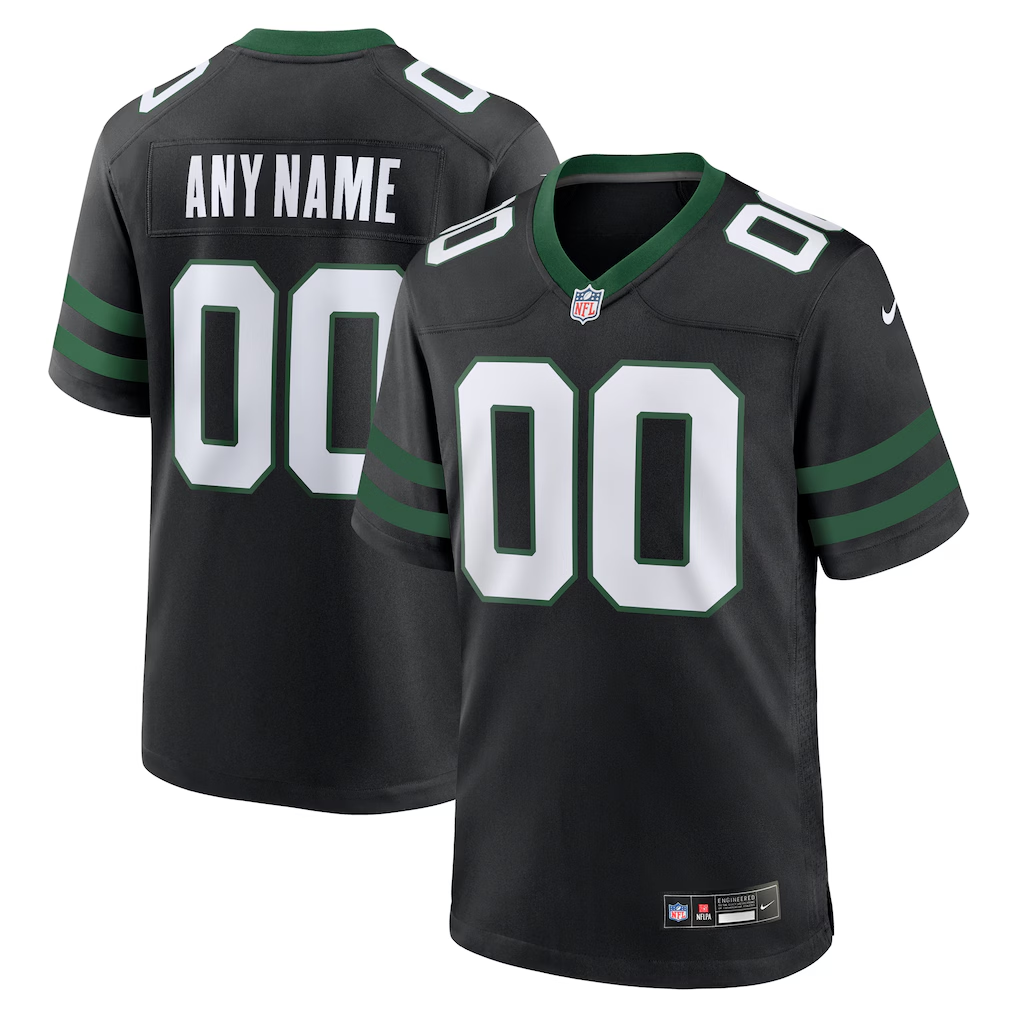Men's New York Jets Legacy Black Alternate Custom Game Jersey