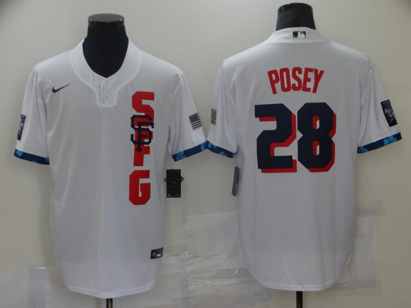 Men's San Francisco Giants Buster Posey White All Star Baseball Jersey