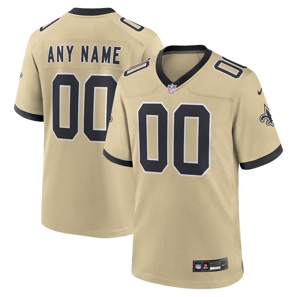 Men's New Orleans Saints Gold Gameday Golds Alternate Custom Game Jersey