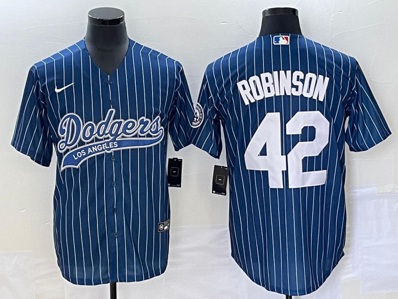 Men's Los Angeles Dodgers Jackie Robinson Blue Player Jersey Joint Edition