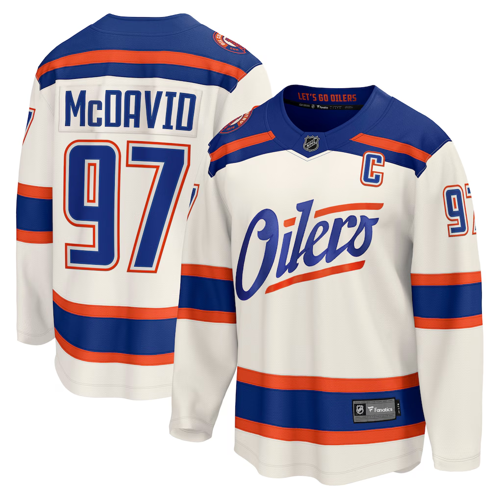 Men's Edmonton Oilers Connor McDavid Fanatics Light Beige Alternate Breakaway Jersey