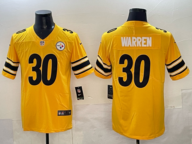 Men's Pittsburgh Steelers Jaylen Warren Yellow Game Player Jersey