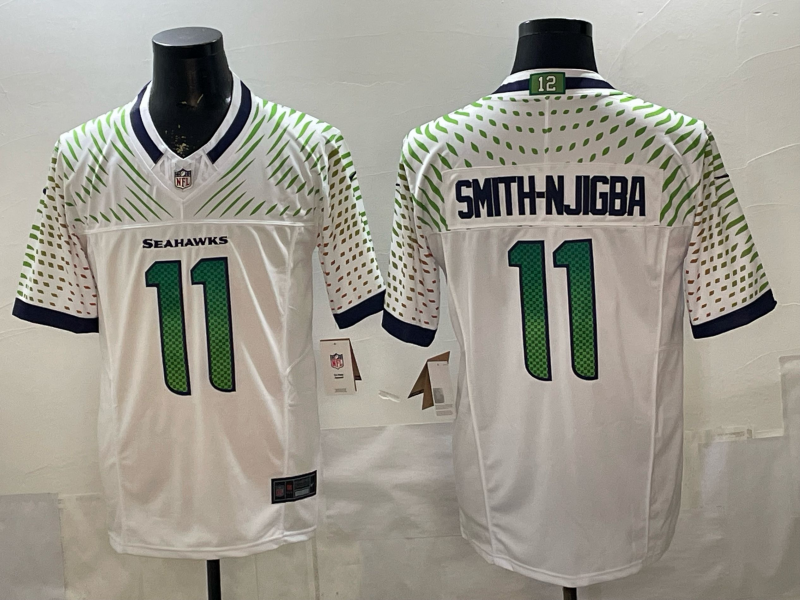 Men's Seattle Seahawks Jaxon Smith-Njigba White 2025 Rivalries Collection Game Jersey