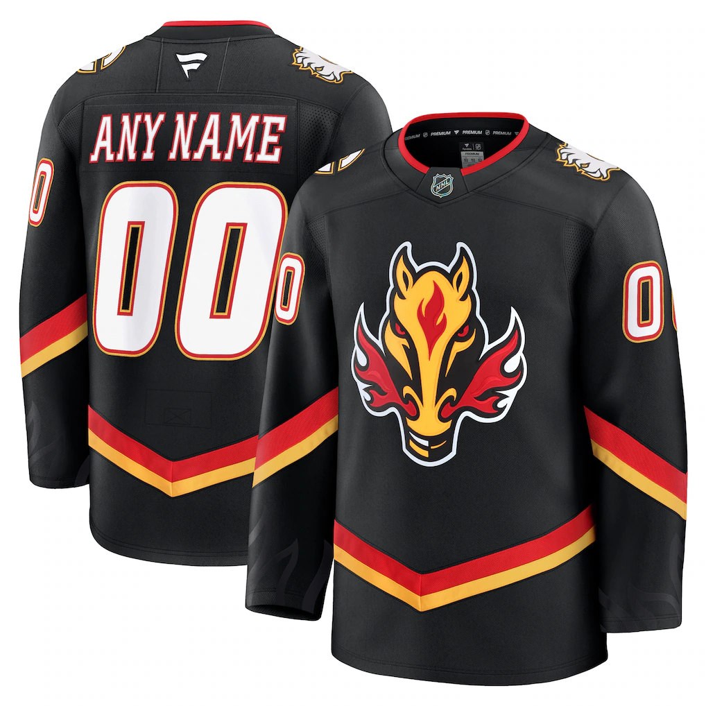 Men's Calgary Flames Fanatics Black Alternate Premium Custom Jersey