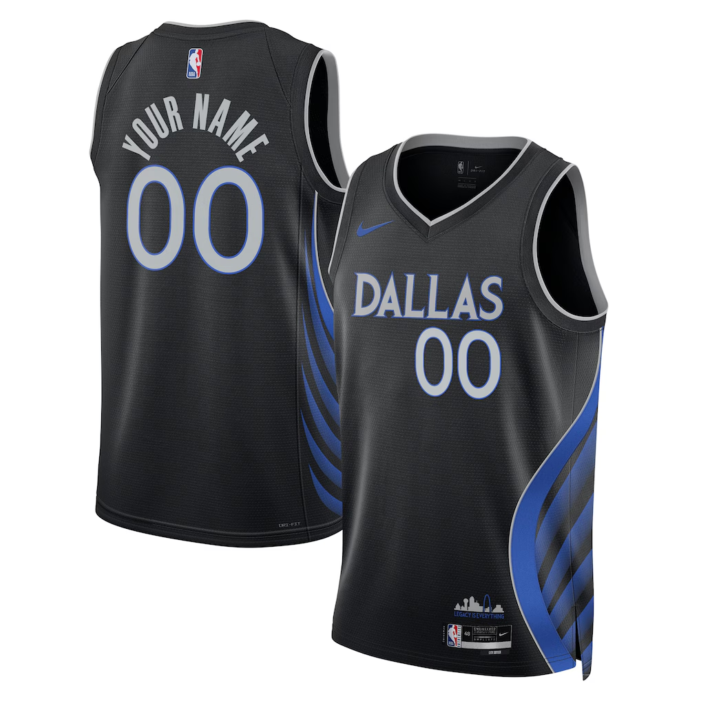 Men's Dallas Mavericks Black 2025/26 City Edition Swingman Custom Jersey