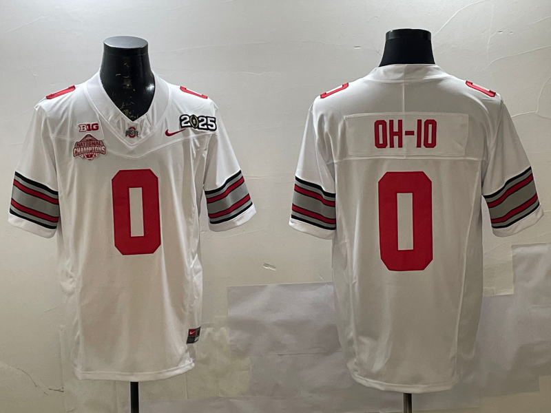 Men's Ohio State Buckeyes White 2025 CFP Final National Champions Patch F.U.S.E. Jersey