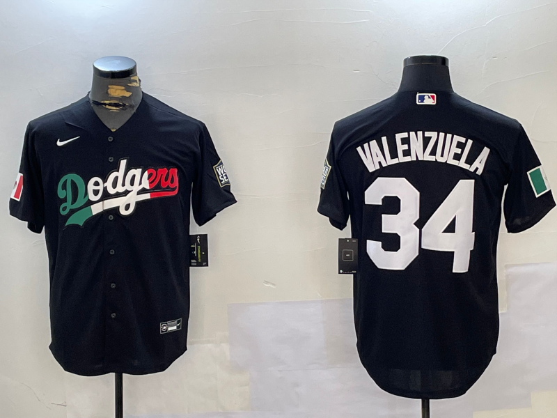 Men's Los Angeles Dodgers Fernando Valenzuela Black Replica Player Name Jersey