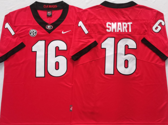 Men's Georgia Bulldogs Kirby Smart Red Player Game Jersey