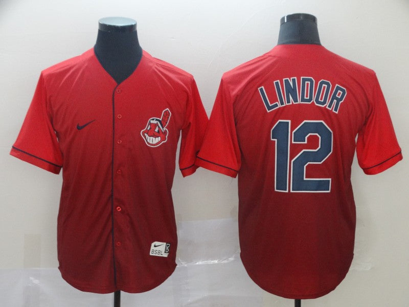 Men's Cleveland Guardians Francisco Lindor Red Gradient Replica Jersey