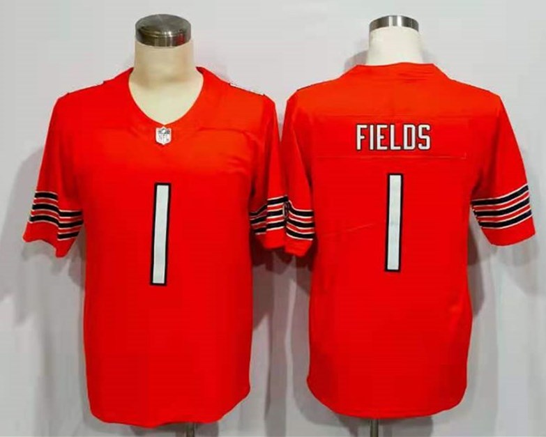 Men's Chicago Bears Justin Fields Orange Player Game Jersey