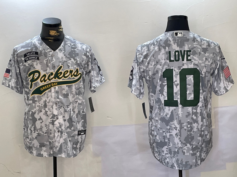 Men's Green Bay Packers Jordan Love Arctic Camo Salute to Service Limited Jersey