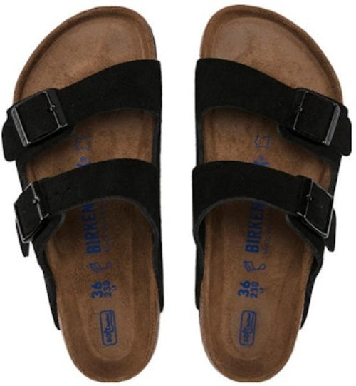 Birkenstock Arizona Soft Footbed Suede Leather 0951323 Narrow Fit Black Sandals