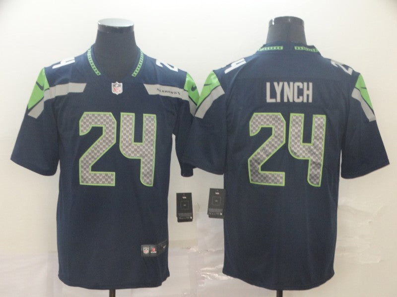 Men's Seattle Seahawks Marshawn Lynch Navy Game Player Jersey