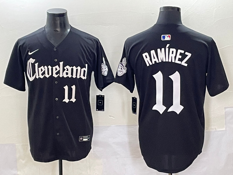 Men's Cleveland Guardians Jose Ramirez Black Replica Player Jersey