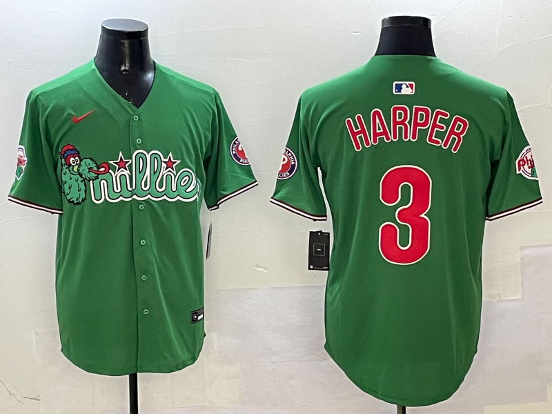 Men's Philadelphia Phillies Bryce Harper Green Replica Team Jersey