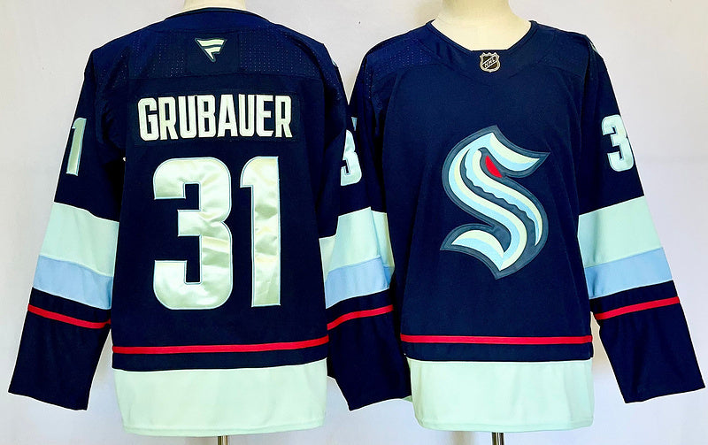 Men's Seattle Kraken Philipp Grubauer Fanatics Navy Home Breakaway Player Jersey