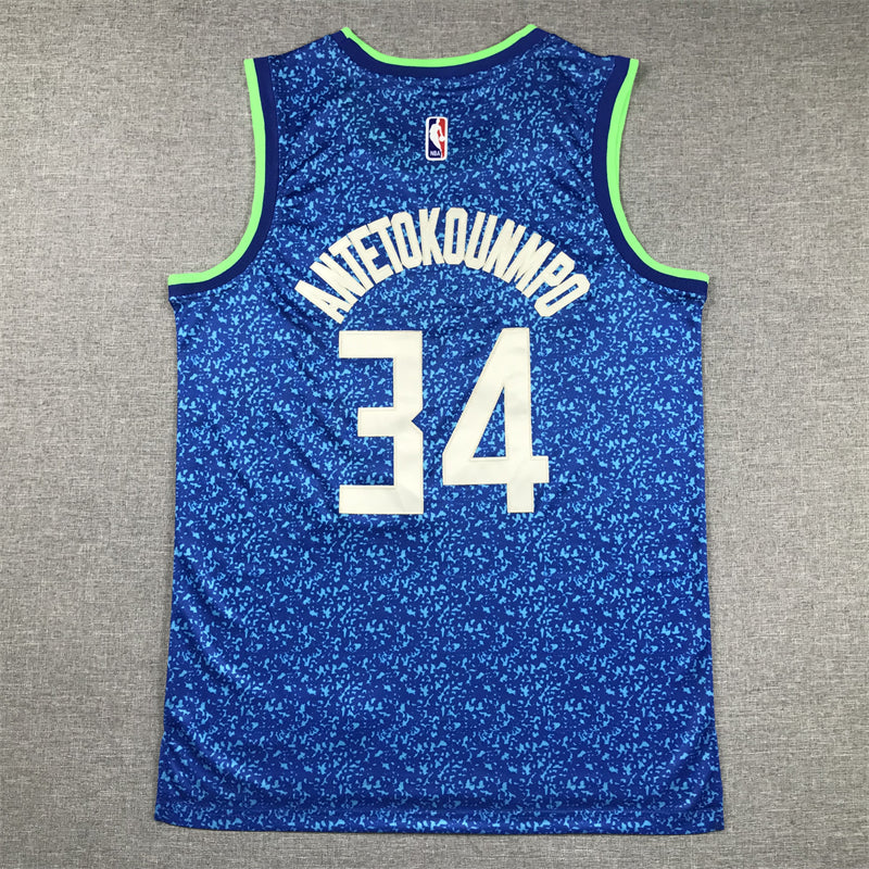 Men's Milwaukee Bucks Giannis Antetokounmpo Blue 2023/24 Swingman Jersey - City Edition